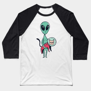 Space Alien Cute Cat Baseball T-Shirt